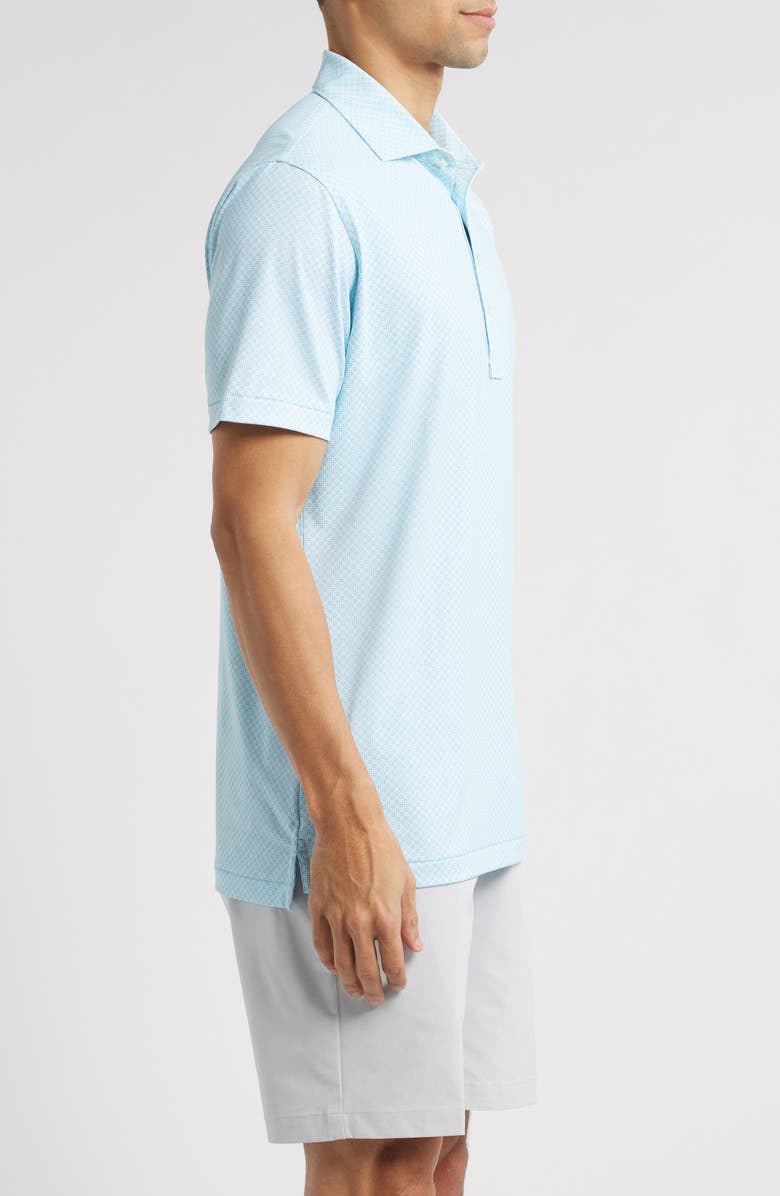 Peter Millar Crown Crafted Microprint Performance Jersey Polo, Alternate, color, Blue Spruce