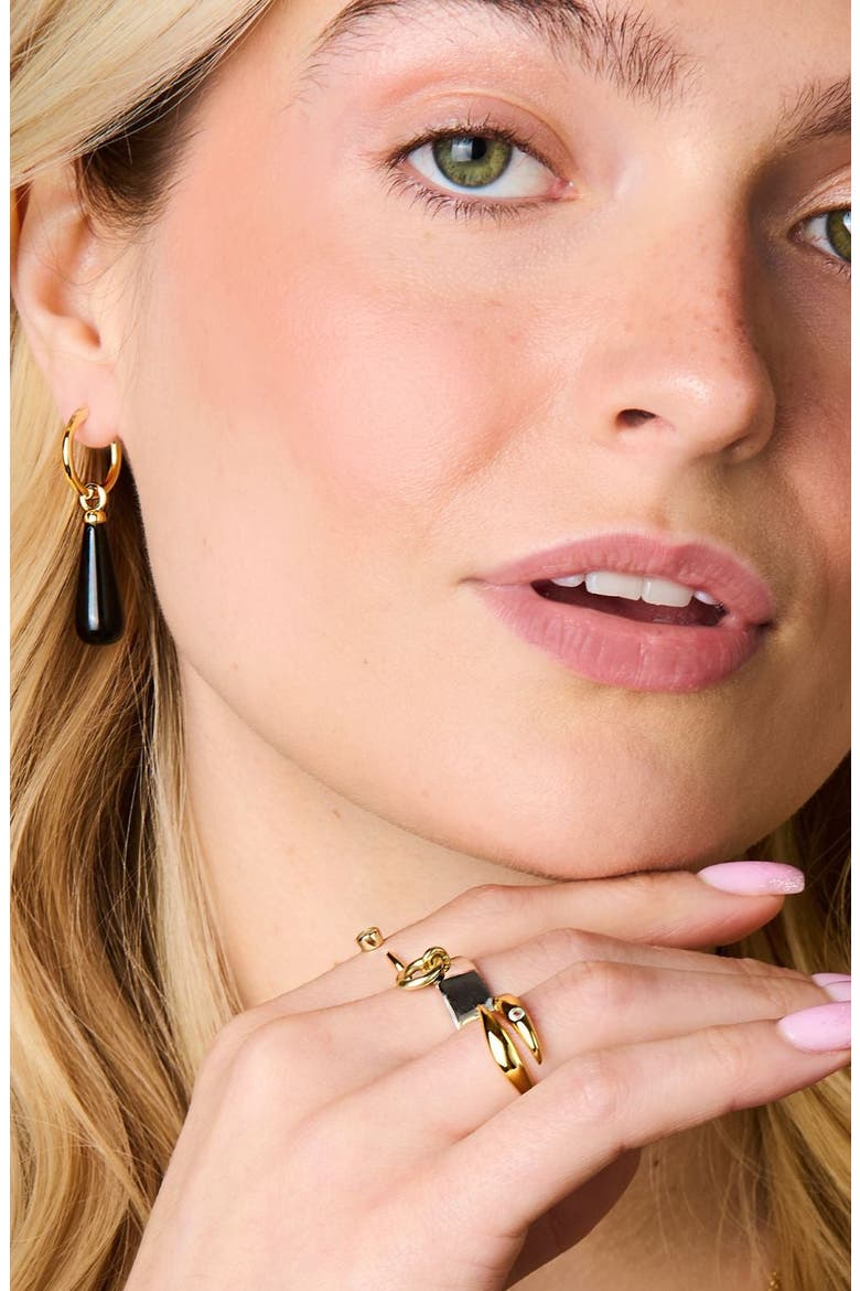 Belle Black Obsidian Hoops, Alternate, color, Black Obsidian