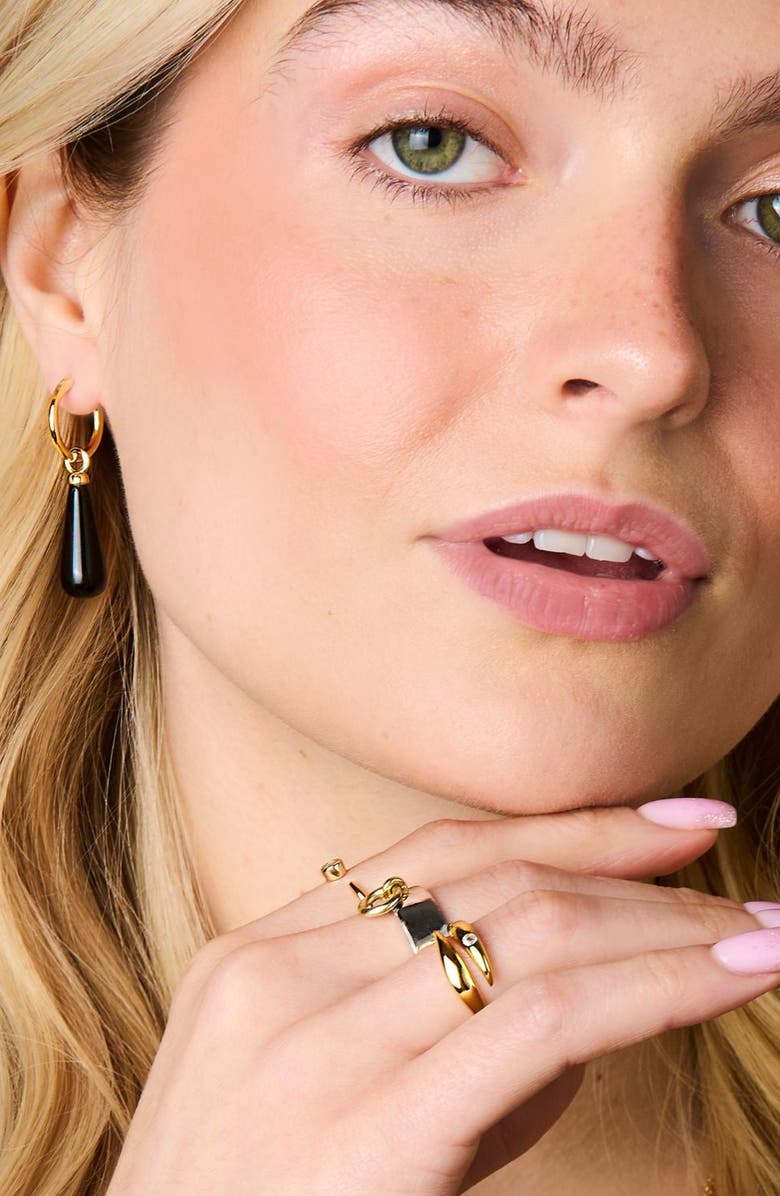 Little Sky Stone Belle Black Obsidian Hoops, Alternate, color, Black Obsidian