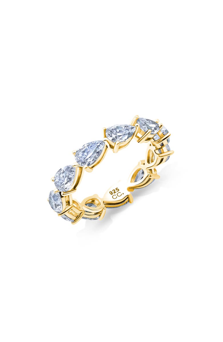 Crislu Pear Cut Horizontal Eternity Band Ring, Main, color, Gold