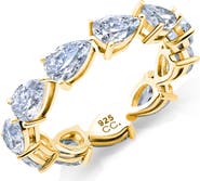 Crislu Pear Cut Horizontal Eternity Band Ring