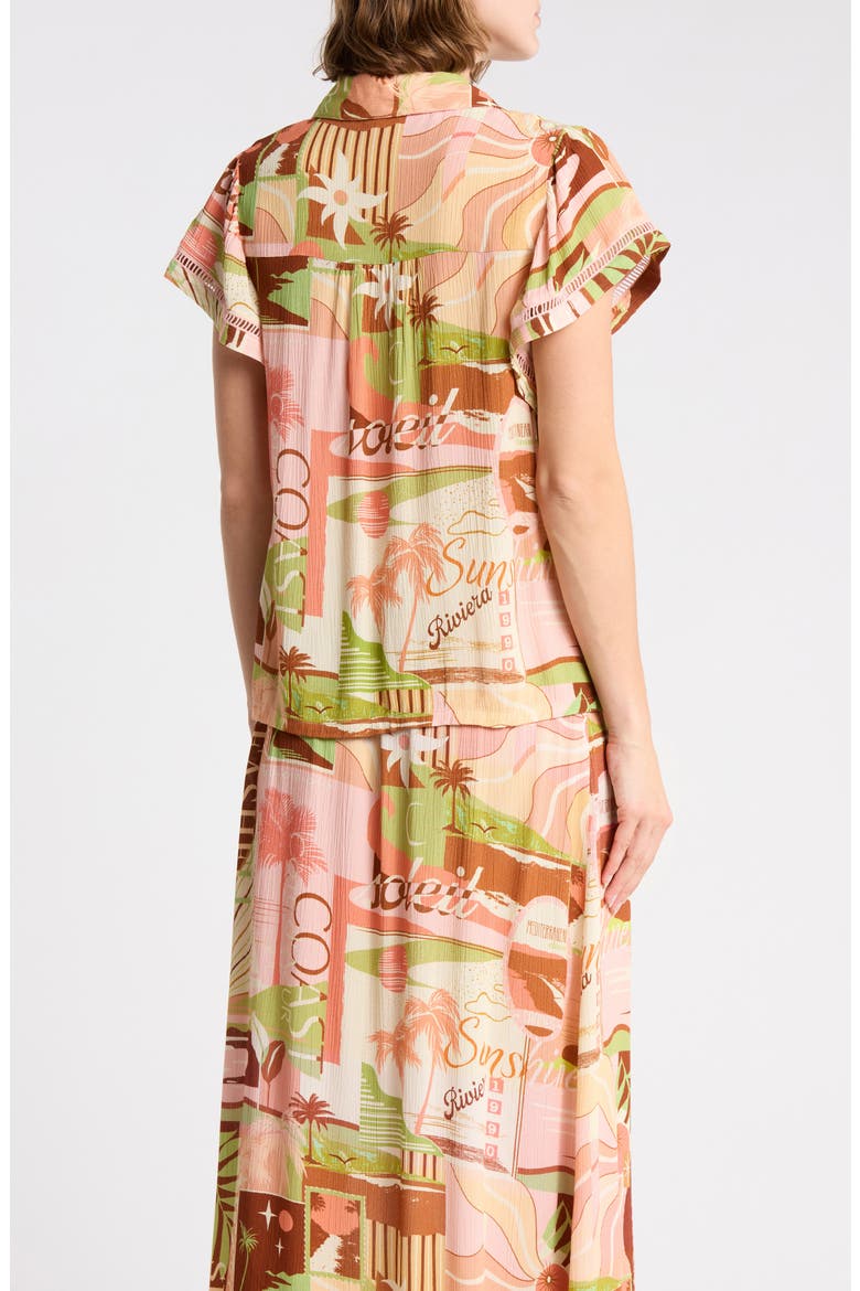 Ruffle Lace Short Sleeve Shirt, Alternate, color, CLAY