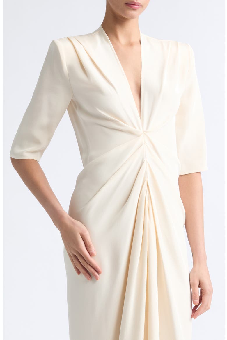 Willa Pleat Front Silk Crêpe de Chine Maxi Dress, Alternate, color, IVORY