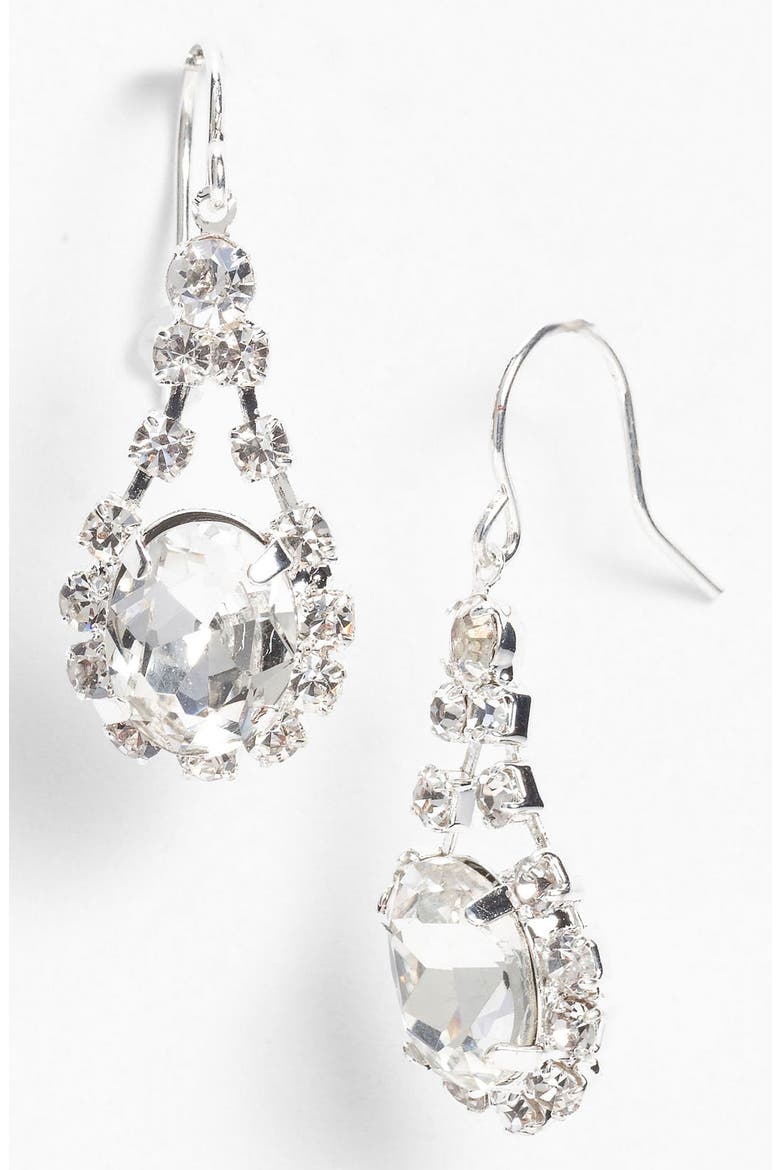 Teardrop Earrings, Main, color, SILVER/ CLEAR