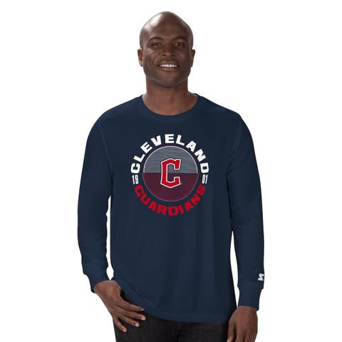Men's Starter Navy Cleveland Guardians Halftime Long Sleeve T-Shirt