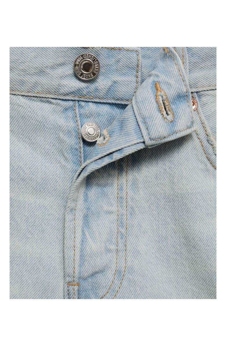 MANGO Frayed High Waist Denim Shorts, Alternate, color, Light Blue