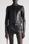 Balenciaga Lace-Up Leather Biker Jacket