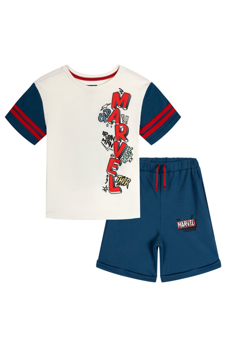 Marvel Avengers Boys' 2-Piece T-Shirt and French Terry Shorts Set, Main, color, Avengers Ivory Navy