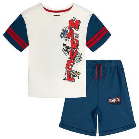 Raglan Puff Graphic Tee and Drawstring Shorts Outfit