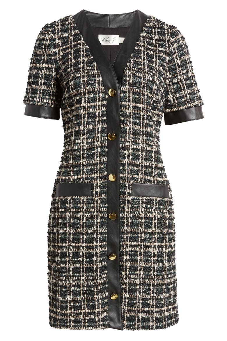 Metallic Tweed Coat Dress, Alternate, color, HUNTER