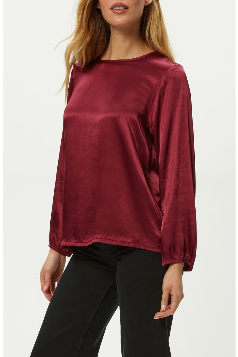 Lali Satin Top, Alternate, color, GARNET