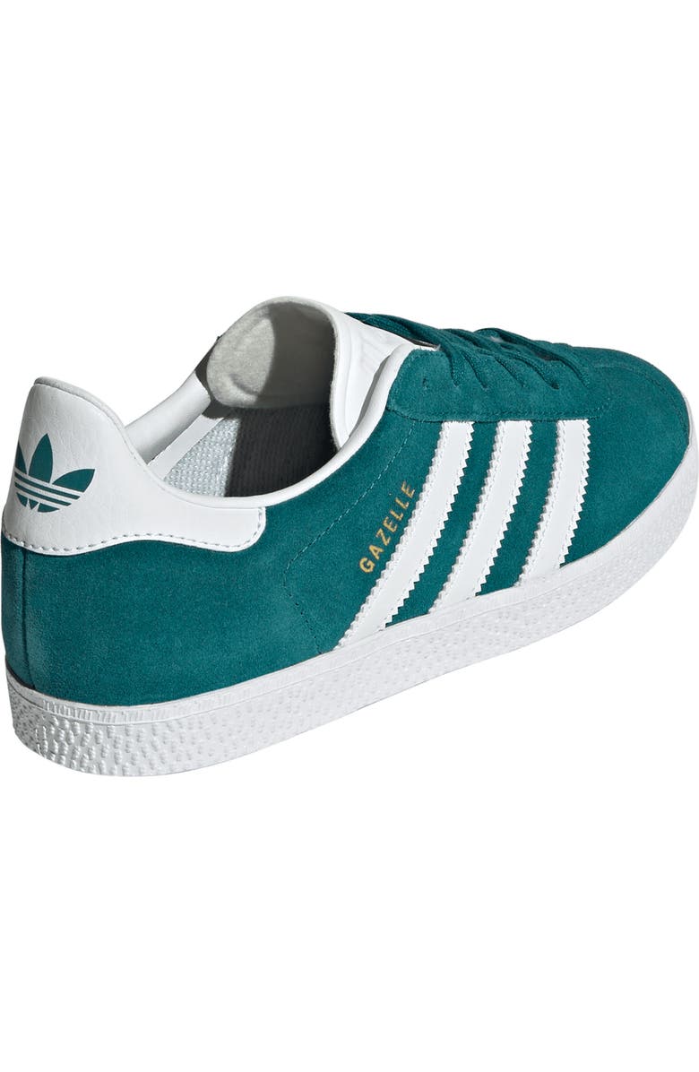 adidas Kids' Gazelle Low Top Sneaker, Alternate, color, Teal/ White/ Gold Metallic