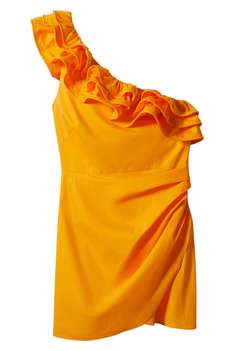 Asymmetric Ruffle Sleeveless Minidress, Alternate, color, ORANGE