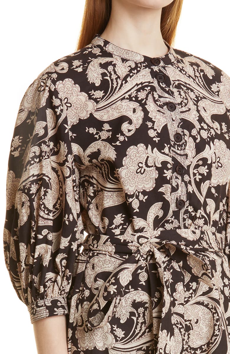 Rebecca Taylor Paisley Cotton Jumpsuit, Alternate, color, Scroll Paisley Espresso