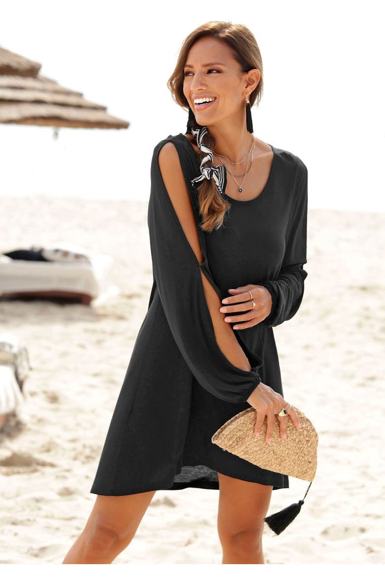 Cold Shoulder Dress, Alternate, color, Black