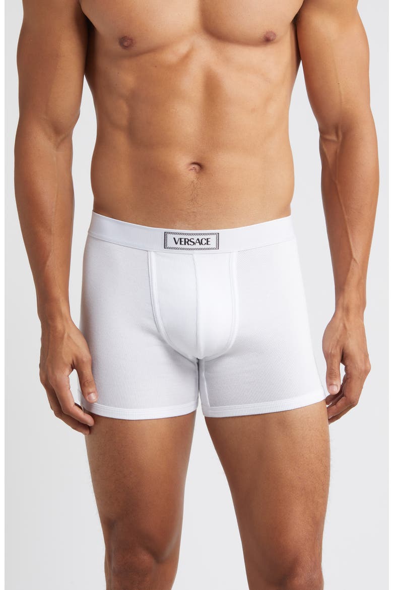 '90s Logo Cotton Rib Trunks, Main, color, OPTICAL WHITE
