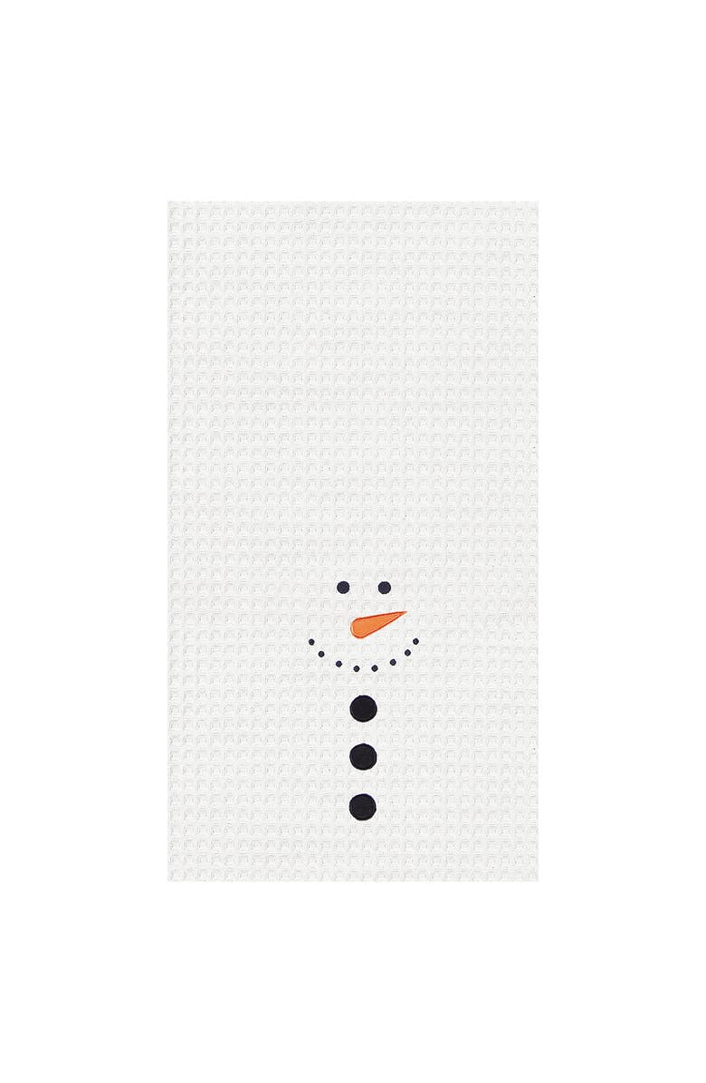 C&F Home Snowman Face Christmas 100% Cotton Waffle Weave Dishtowel, Main, color, White