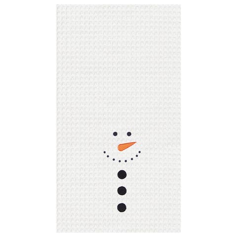 Snowman Face Christmas 100% Cotton Waffle Weave Dishtowel
