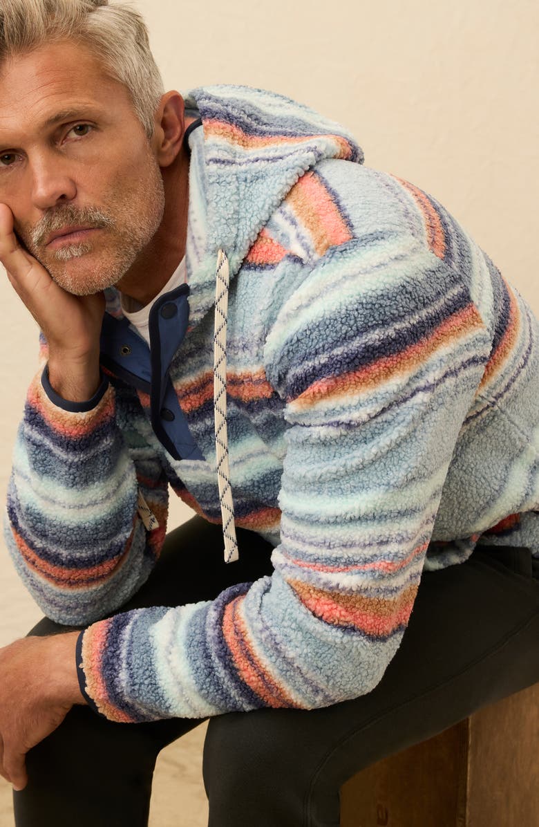 Faherty High Pile Fleece Hoodie, Alternate, color, Island Sunrise