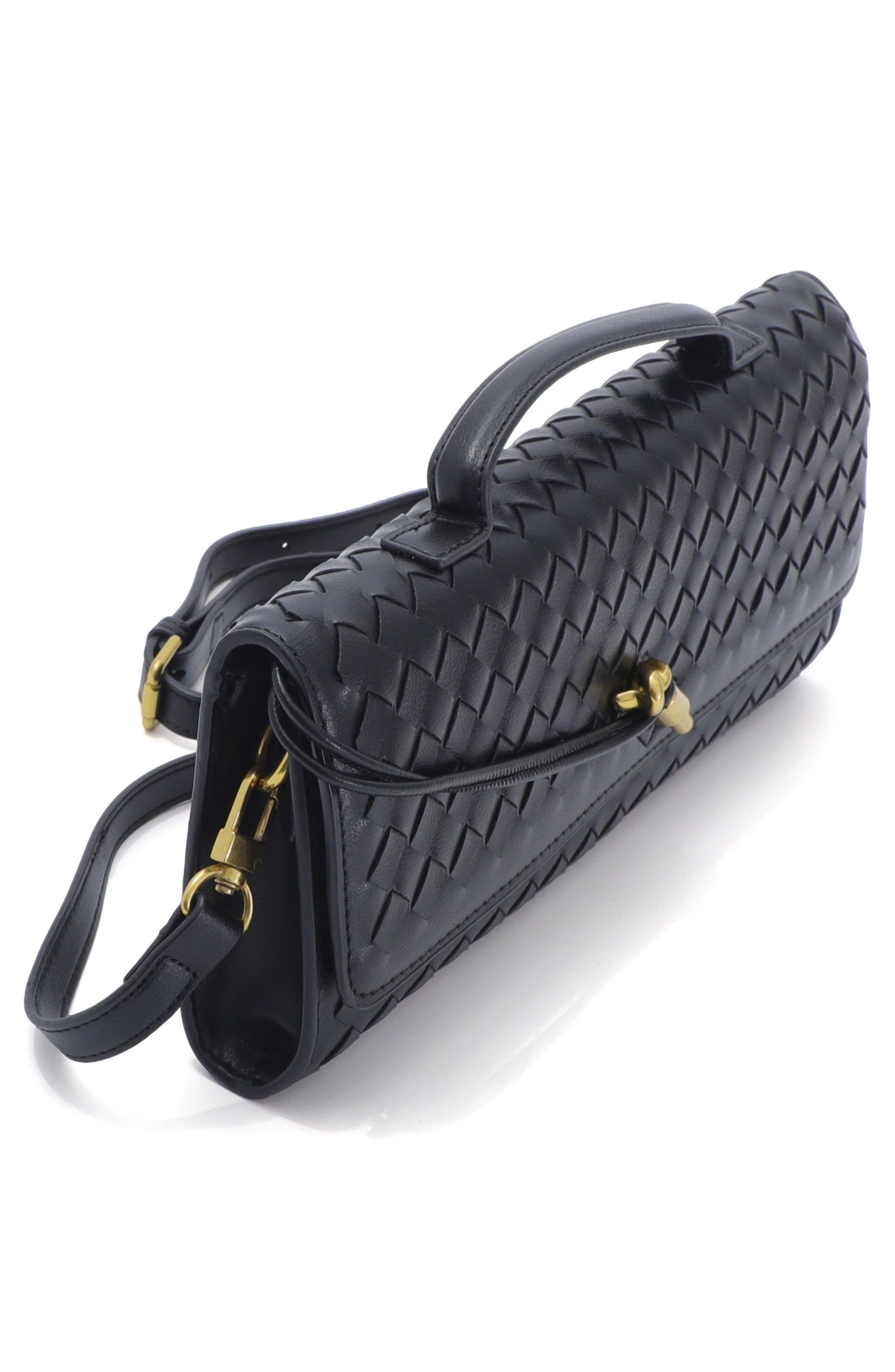 Adornia Black Woven Baguette Bag, Alternate, color, 
