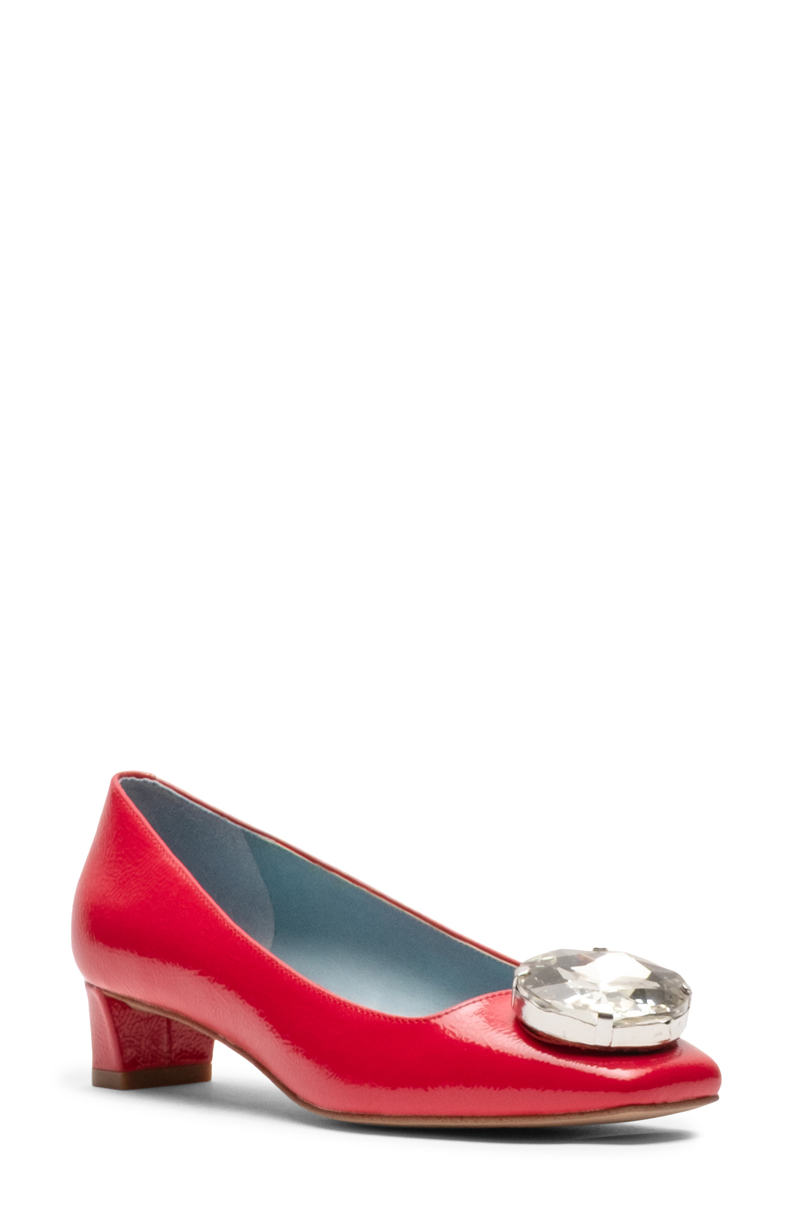 Mary Embellished Square Toe Pump, Main, color, TOMATO