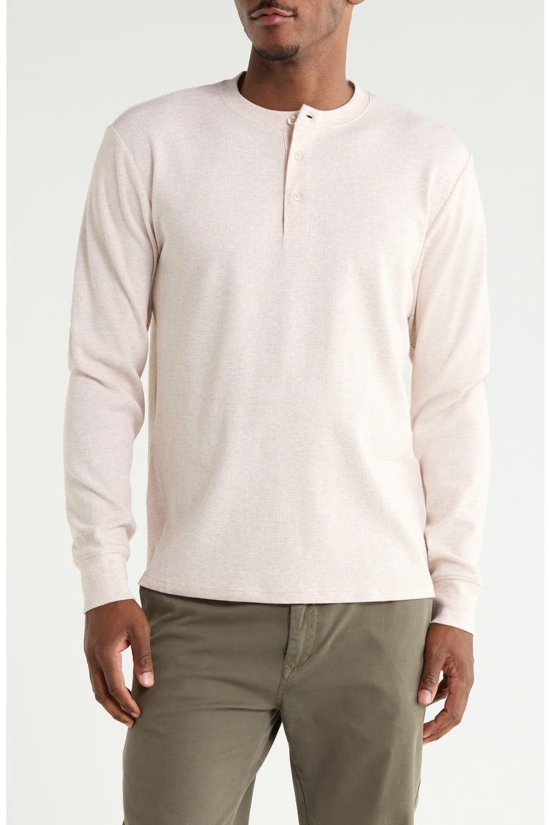 Long Sleeve Textured Henley, Main, color, BEIGE OATMEAL LIGHT HEATHER
