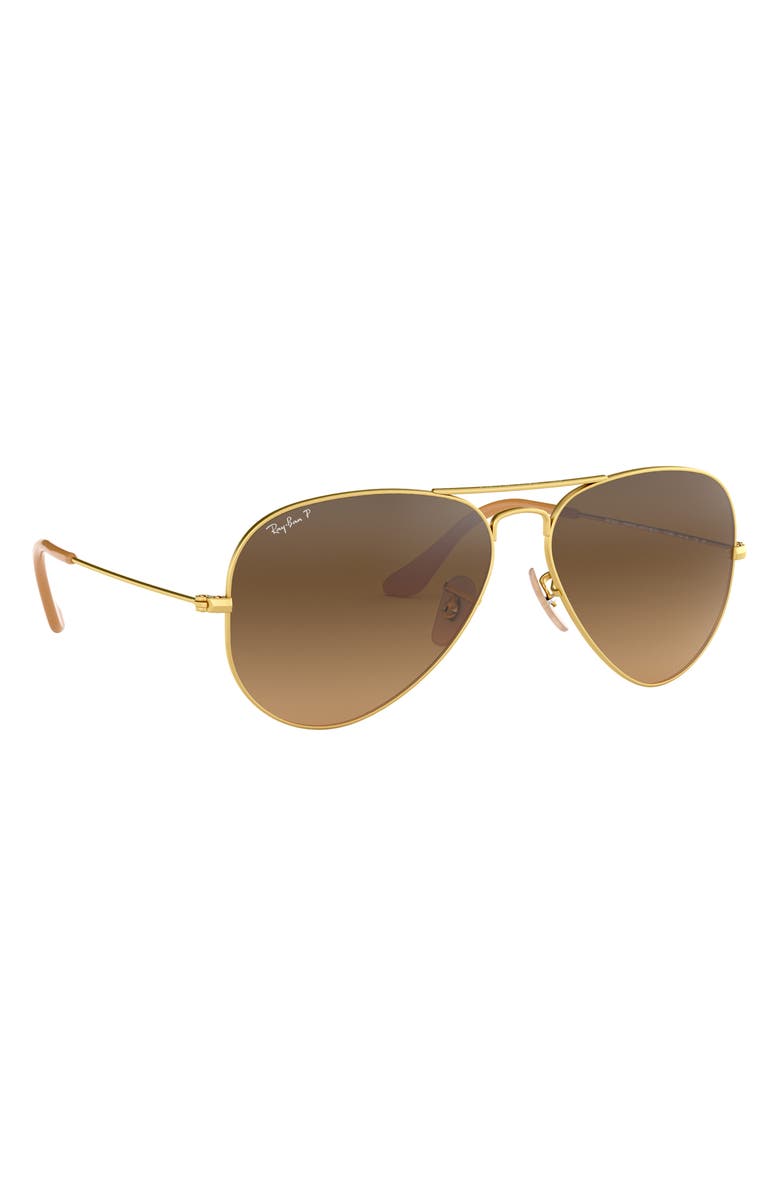 Ray-Ban 58mm Polarized Pilot Sunglasses, Alternate, color, Matte Arista / Brown Gradient