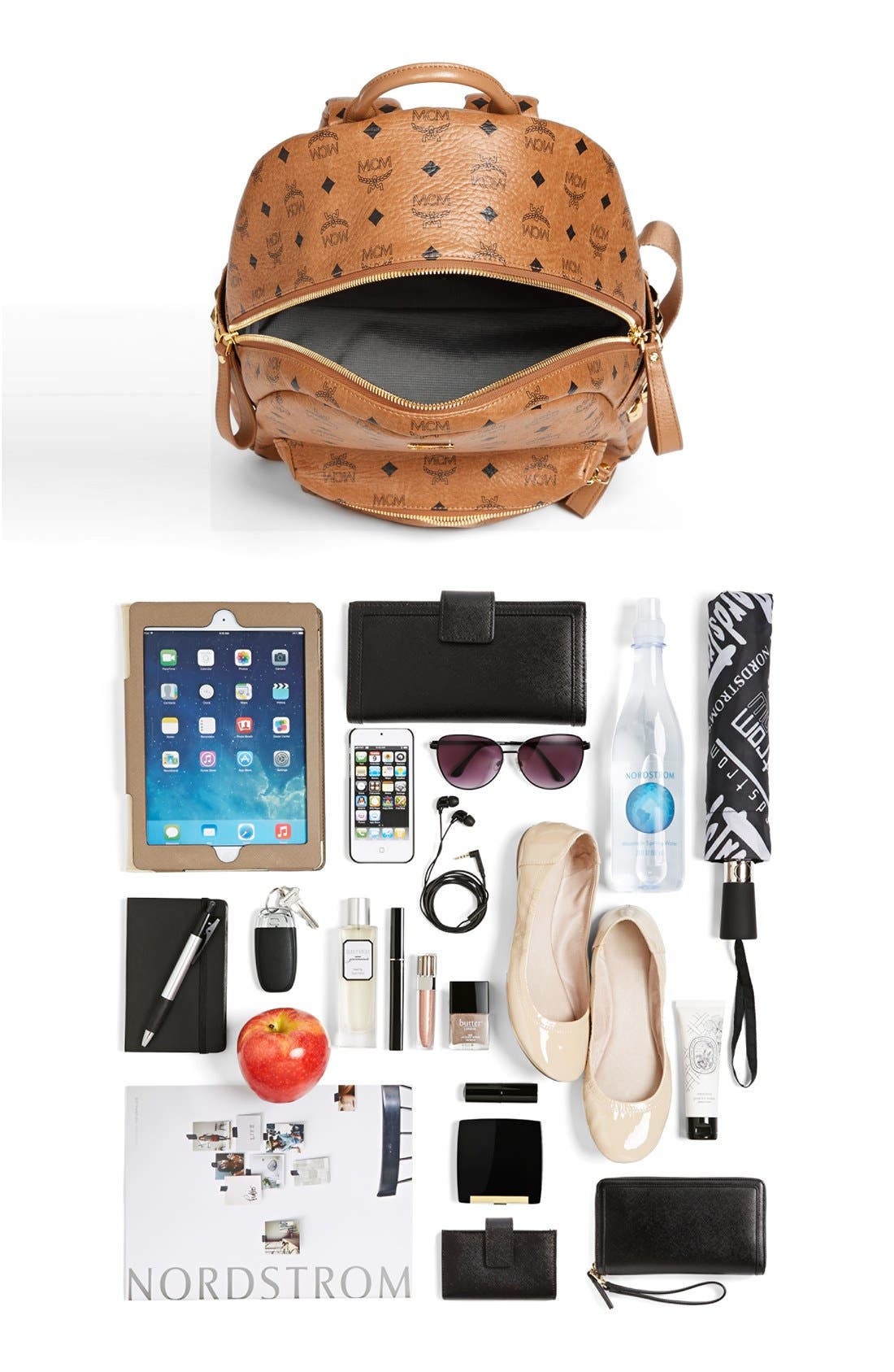 'Medium Stark - Visetos' Studded Backpack, Alternate, color, COGNAC