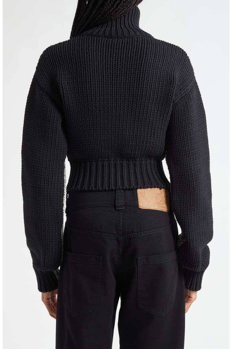 Zip Crop Cardigan, Alternate, color, BLACK WHITE 1