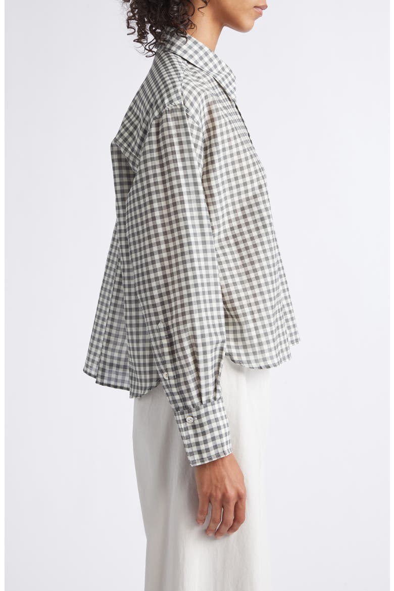 Gingham Check Crop Button-Up Shirt, Alternate, color, OFF WHITE/ SMOKE