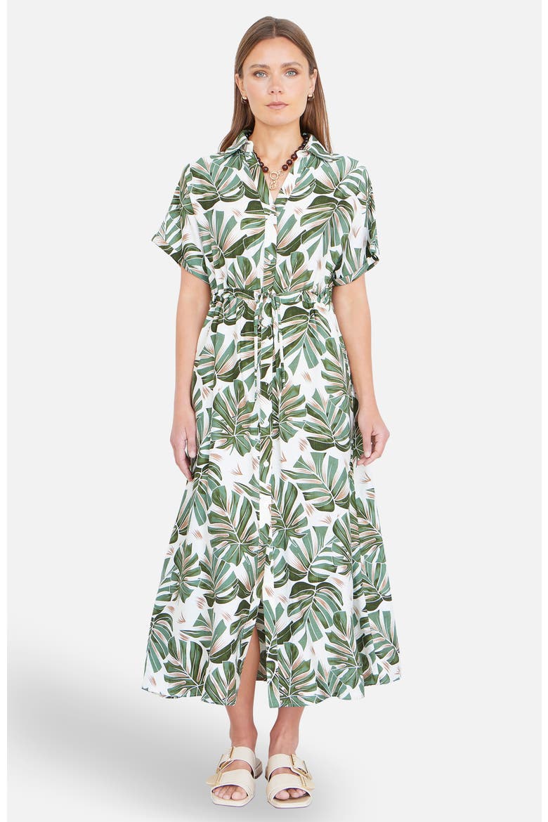 Relaxed Boho Print Maxi Shirt Dress, Alternate, color, Green