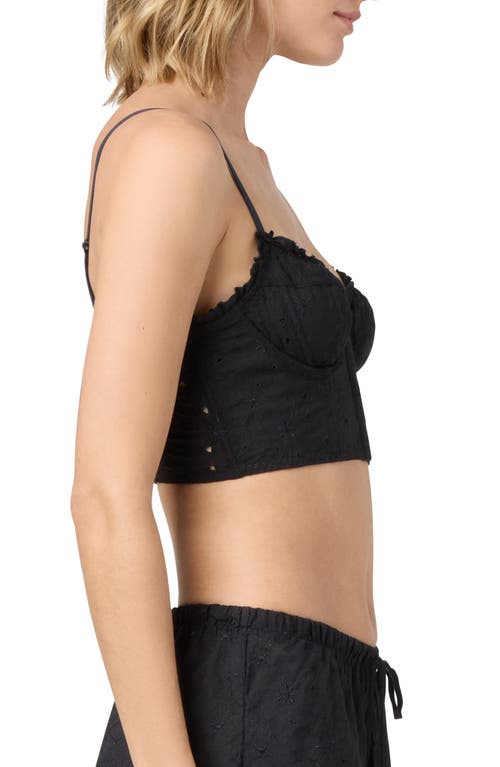 Florence By Mills Embroidered Crop Cotton Top In Black
