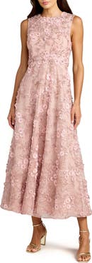 Mac Duggal Floral Embroidered High Neck Midi Dress