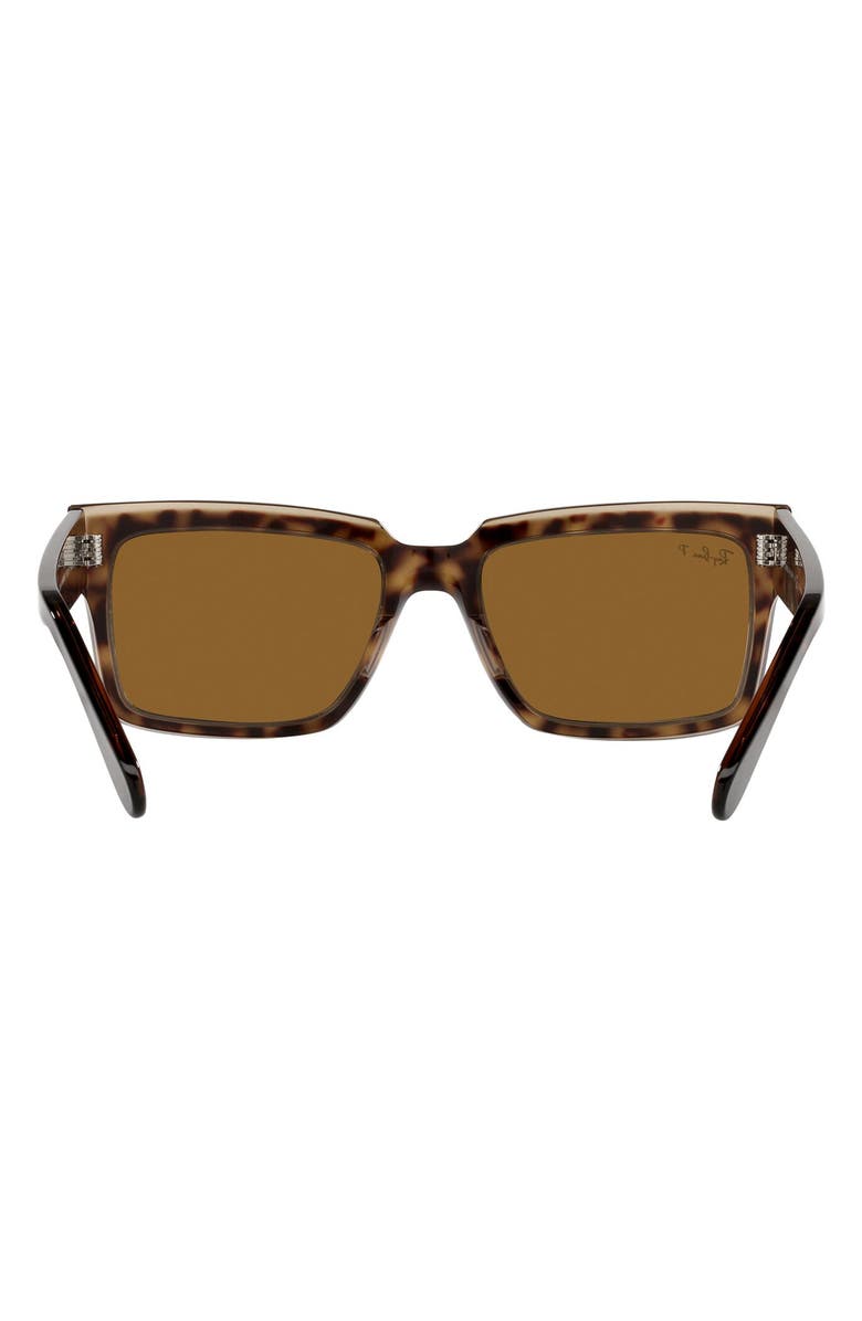 Ray-Ban Inverness 54mm Polarized Pillow Sunglasses, Alternate, color, Havana On Brown / Brown