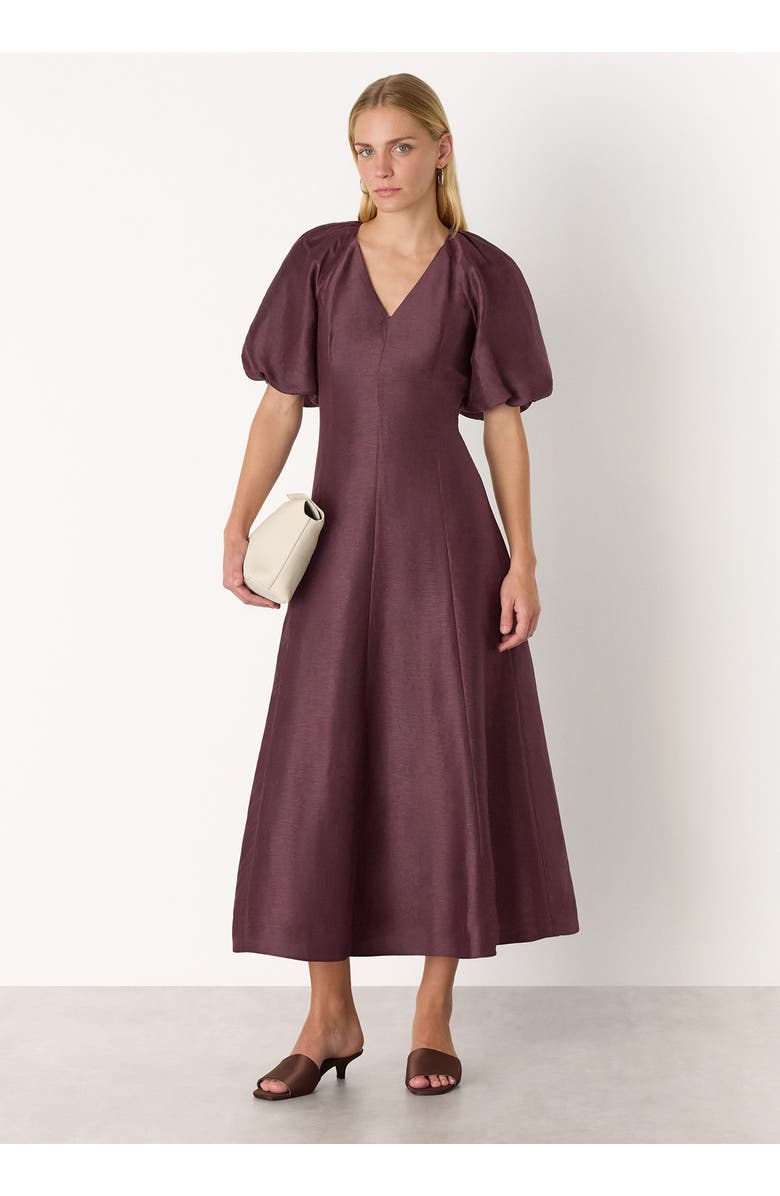 Whistles Silk Blend Taffeta Maxi Dress, Main, color, Burgundy