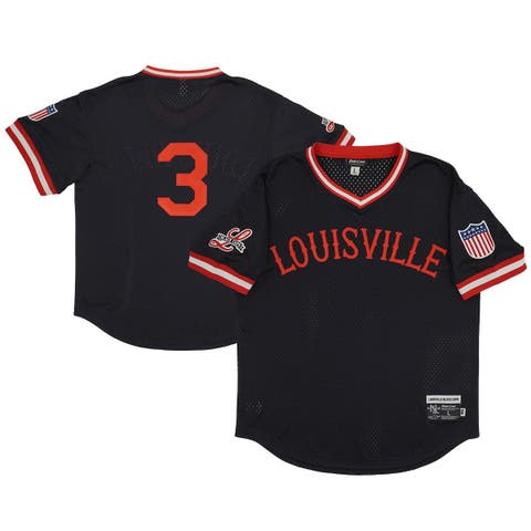 Men's Rings & Crwns #3 Black Louisville Black Caps Mesh Replica V-Neck Jersey