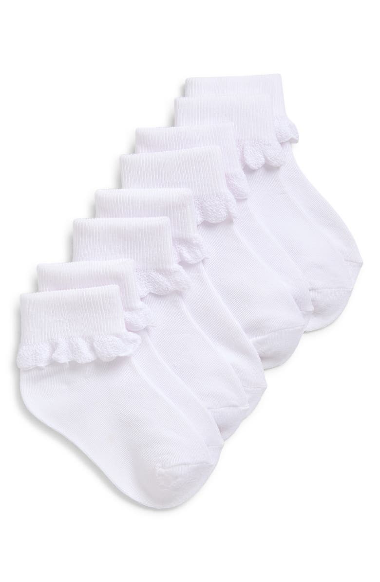 Capelli New York Kids' 4-Pack Scallop Cuff Ankle Socks, Main, color, 