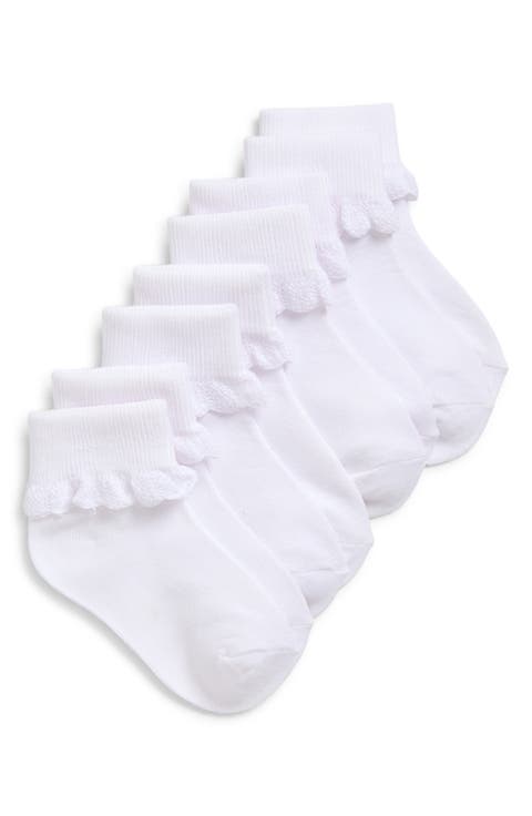 Kids' 4-Pack Scallop Cuff Ankle Socks (Big Kid)