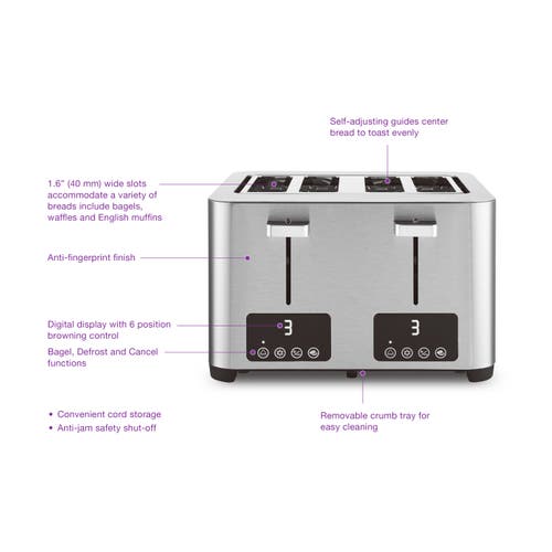 Salton Digital 4 Slice Toaster In Metallic