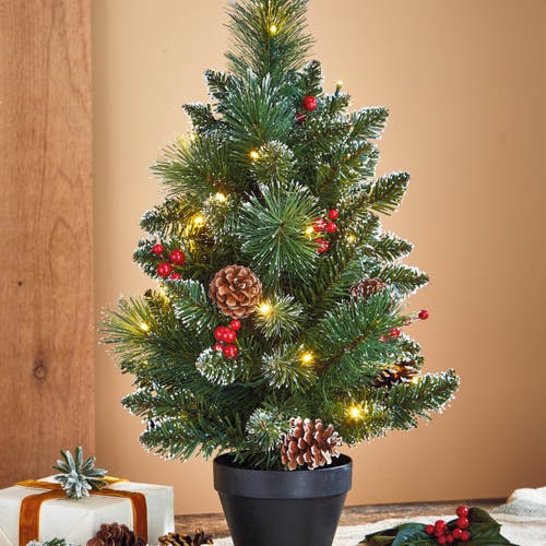 Tag Pre Lit Winter Pine Tree Led Holiday Sculpture Green Decor In Multi