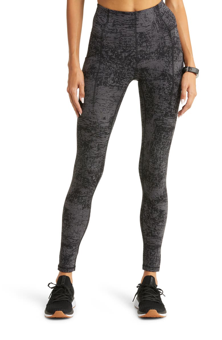 Zella Jacquard High Waist Pocket Leggings, Main, color, 