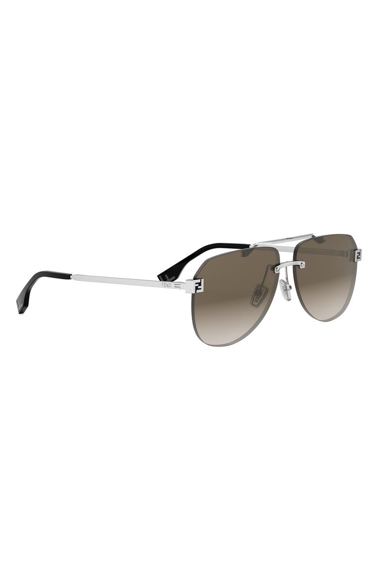 Fendi 'Fendi Sky 61mm Pilot Sunglasses, Alternate, color, Shiny Palladium / Brown