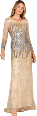 LARA New York Mermaid, Beaded Long Sleeve Gown