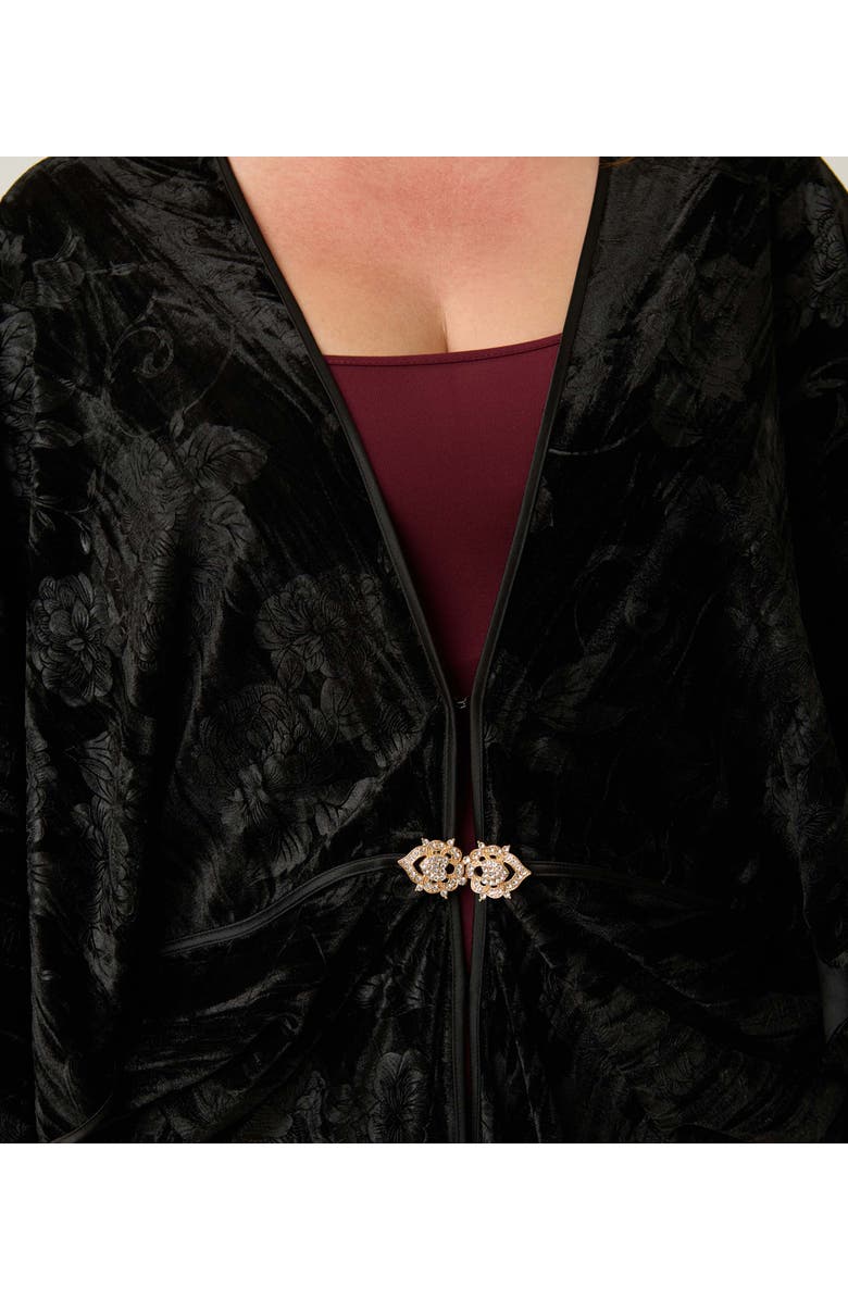 Unique Vintage 1920s Long Kimono, Alternate, color, Black Floral Embossed