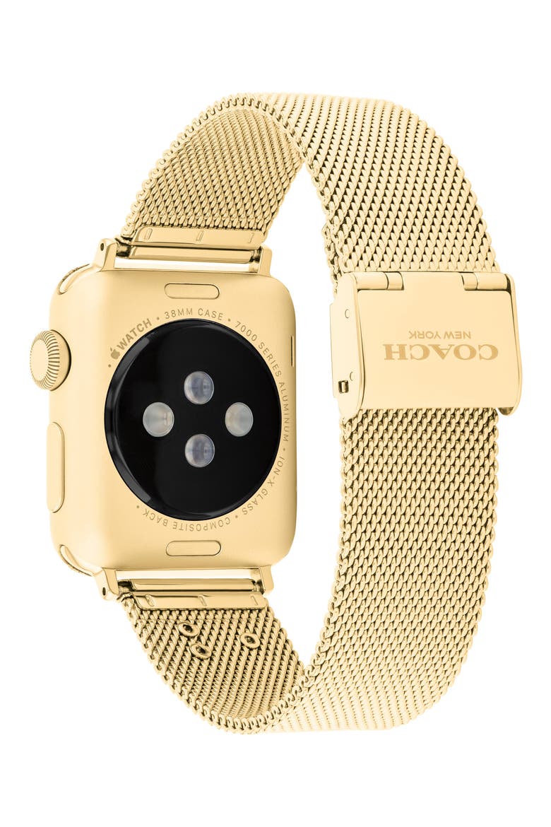 20mm Goldtone Stainless Steel Mesh Apple Watch® Watchband, Alternate, color, GOLD