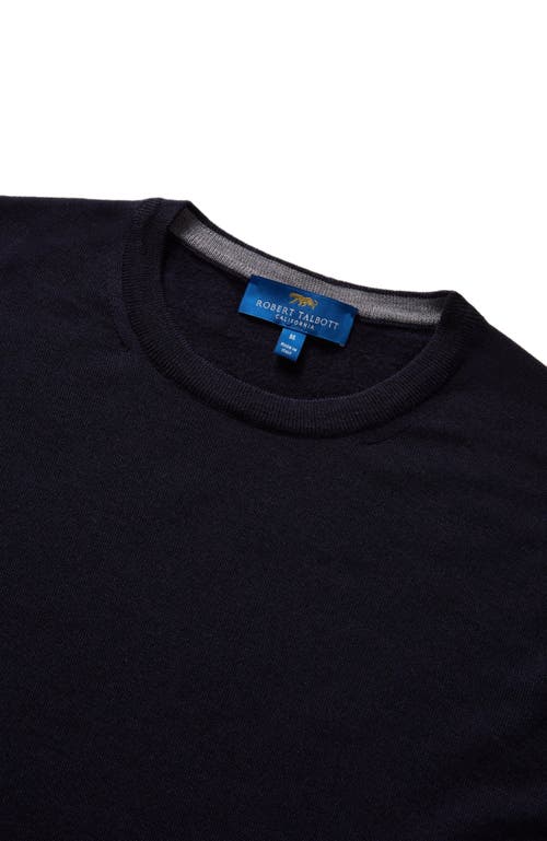 Robert Talbott Keaton Crewneck Sweater In Navy With Gray Tipping