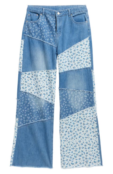 Kids' Patchwork Wide Leg Jeans