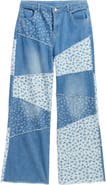 Tractr Kids' Patchwork Wide Leg Jeans