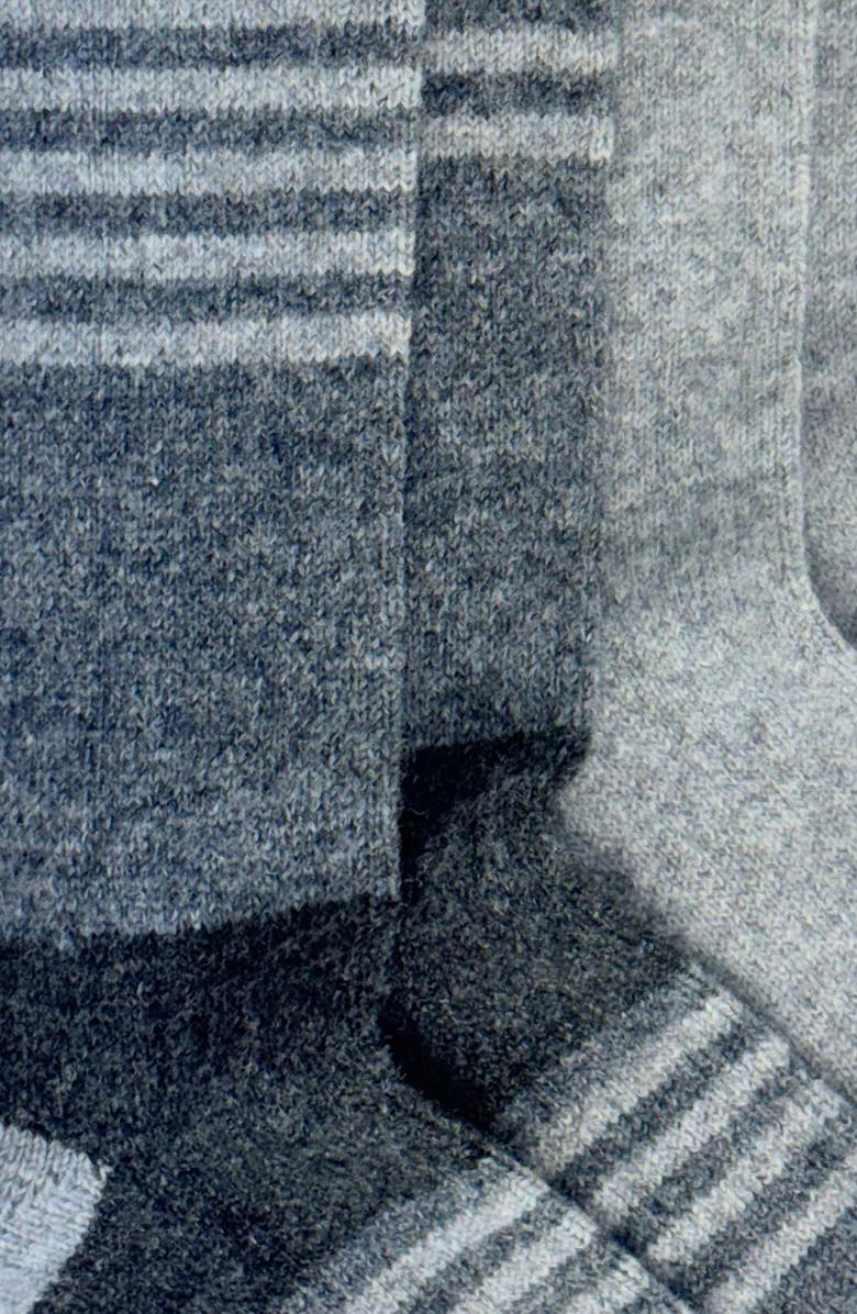 United By Blue 2-Pack Stripe Wool & Yak Blend Crew Socks, Alternate, color, Heather Grey/ Light Grey