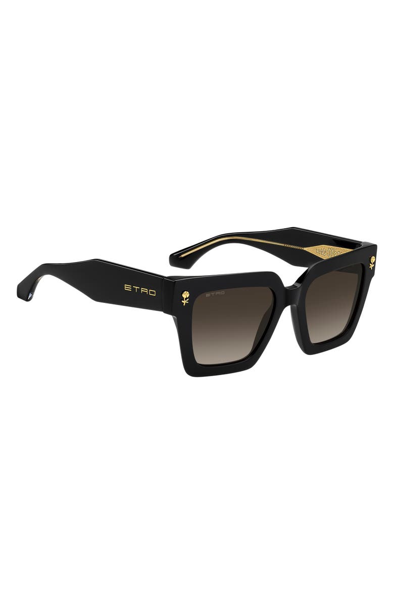 Etro 52mm Square Sunglasses, Alternate, color, Black